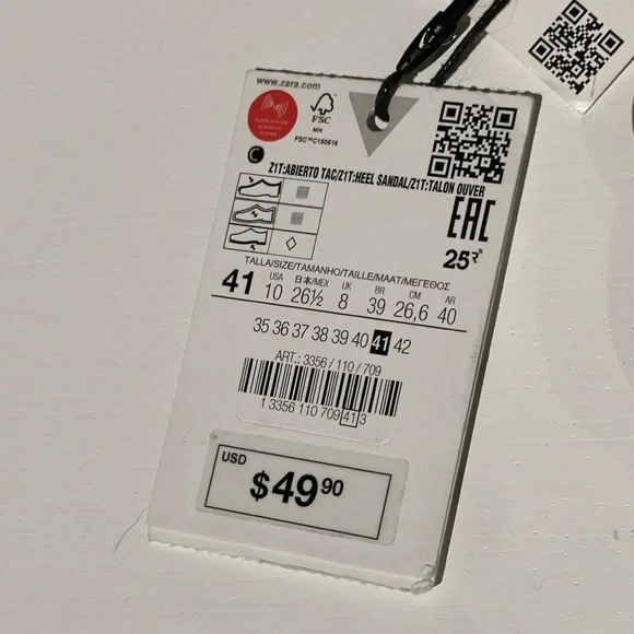 Zara Tan Neoprene Heel Sandals Size 41 - Picture 8 of 9